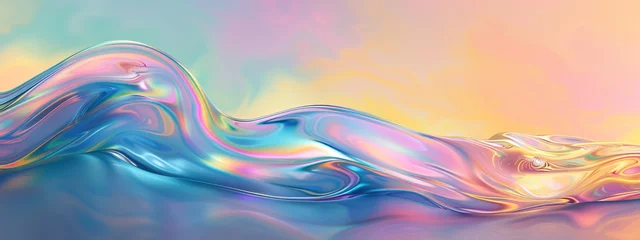 Fotobehang abstract iridescent wave shape background. © Sansha Creation