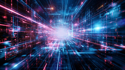 Abstract background of futuristic energy realm digital space glowing stream