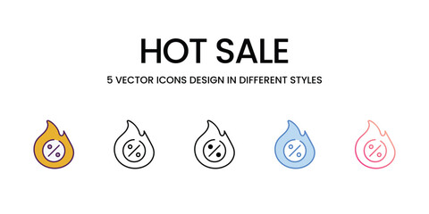 Hot Sale icons set in different style vector stock illustration