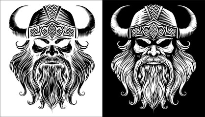 Viking Warrior Man Strong Mascot Face in Helmet