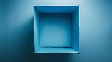 Empty clean blue paper box from inside, monochromatic style, style, graphic resource.