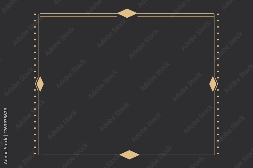 Canvas Prints line golden frame, celestiam minimal esoteric border, mystyc linear decoration with dots, corners is