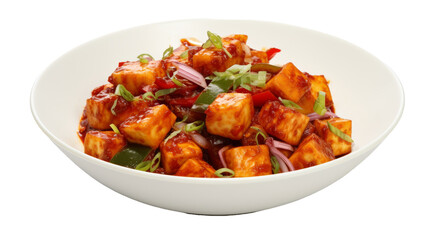 Tasty Chili Paneer Appetizer on transparent background