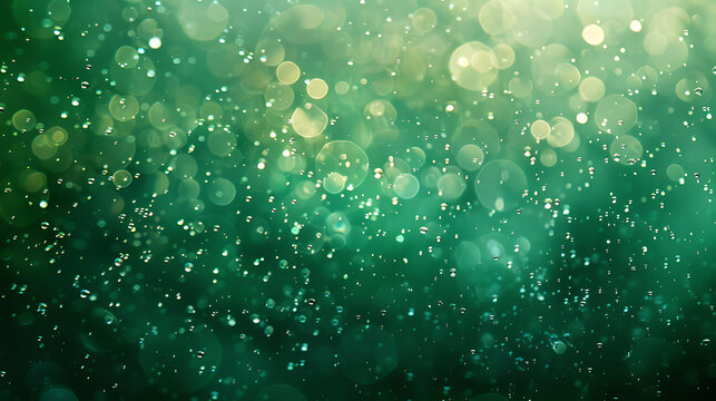 water drops on green background