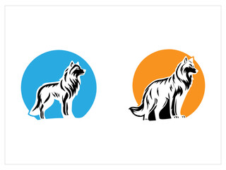 Hand drawn wolf head silhouette,painted wolf design,Set of wolf ,Hand drawn werewolf illustration,