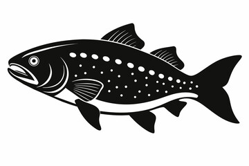 Trout fish silhouette black vector art illustration 