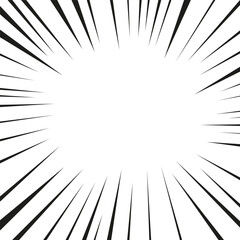 Manga line action effect radial rays, burst frame comic book motion black and white, monochrome style, anime super hero decoration, speed or explosion design.