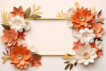 a frame with paper flowers