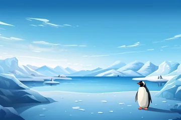 Fototapeten a penguin standing on ice near water © Ion