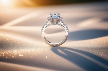 elegant diamond ring for a bride in the sunshine