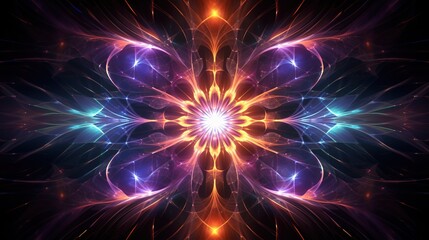 Digital energy flows converge in a flower-like pattern, symbolizing technological growth and connectivity, a powerful abstract for tech and science graphics with a central focus.