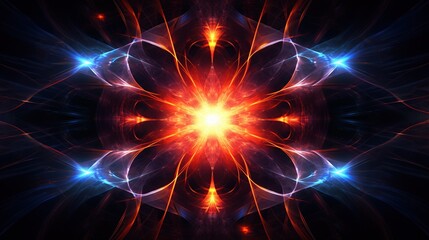 Obraz premium A mesmerizing kaleidoscopic vortex of digital energy, evoking themes of connectivity and advanced technology, ideal for abstract tech backgrounds with a central focus point.