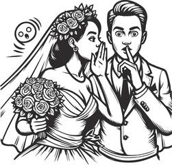 line drawing romantic wedding couple one line art love vector illustration