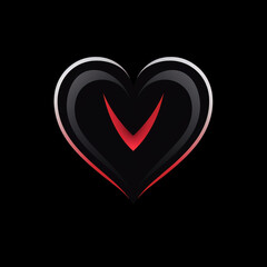 simple heart in black color сreated with Generative Ai