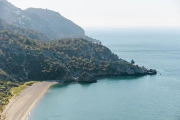 Deurstickers El Cañuelo Beach, Maro-Cerro Gordo Cliff Natural Park, Nerja, Andalusia, Spain, Europe © COLORSPHOTOSTOCK