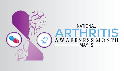 Arthritis Awareness Month observed every year in May. Template for background, banner, card, poster with text inscription.