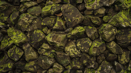 Green Moss Texture on Stone Wall - obrazy, fototapety, plakaty
