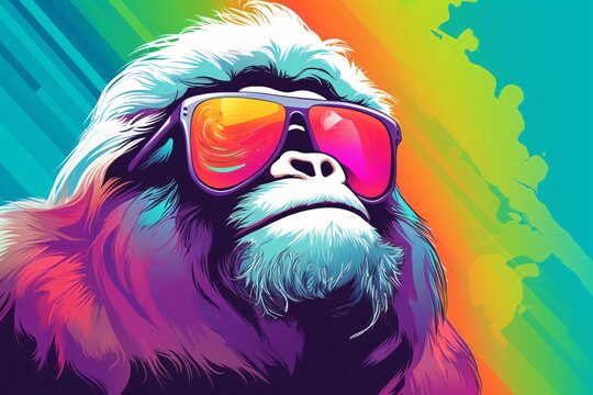 a colorful monkey wearing sunglasses