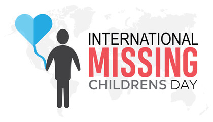 International Missing Children's Day observed every year in May 25. Template for background, banner, card, poster with text inscription.