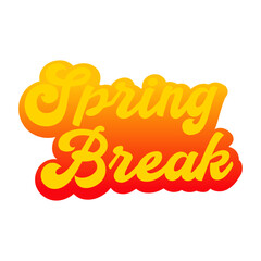 Logo vacaciones de primavera. Mensaje Spring Break en texto manuscrito con sombra