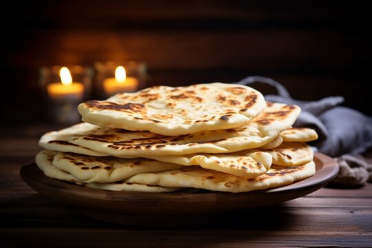 a stack of flat bread on a plate