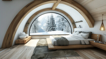 interior of a bedroom in modern scandinavian style