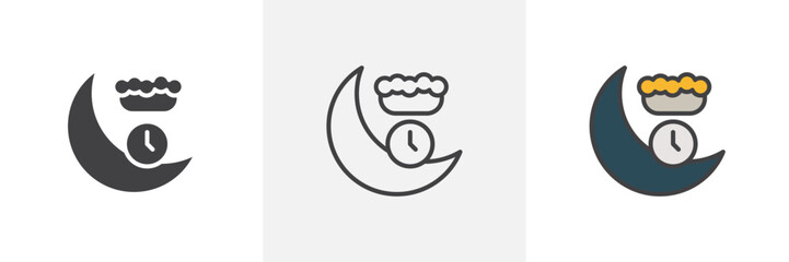 Iftar Meal Traditions during Ramadan. Icons Representing Muslim Dining and Feasting