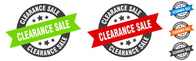 clearance sale stamp. clearance sale round ribbon sticker. tag