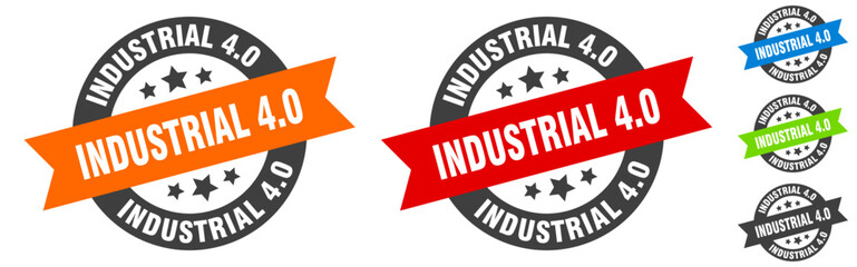 industrial 4.0 stamp. industrial 4.0 round ribbon sticker. tag