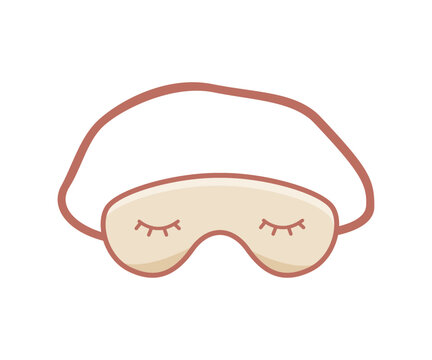 A sleep mask with painted closed eyes. Vector doodle accessory icon. Isolated on white.