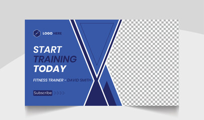 Muscle body youtube thumbnail gym fitness training design gym workout youTube channel thumbnail and workout web banner template for body fitness workout
video thumbnail