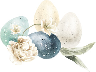 Watercolor Easter Floral Frame Set. Pastel Design Spring Elements