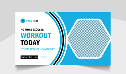 Muscle body youtube thumbnail gym fitness training design gym workout youTube channel thumbnail and workout web banner template for body fitness workout
video thumbnail