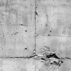 Obraz premium Macro shot of a weathered concrete surface with details of cracks and pockmarks, depicting the passage of time and elements