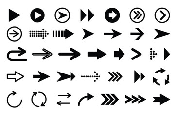 Arrows big black set icons. Set different arrows or web design.
