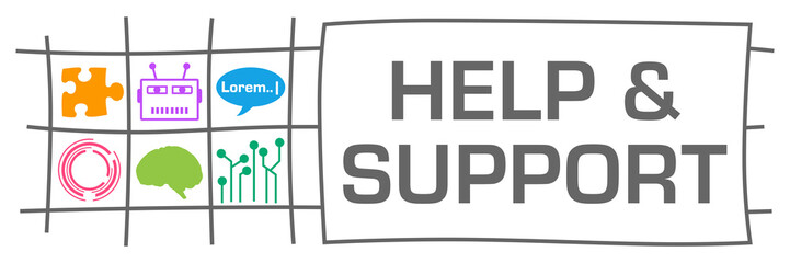 Help And Support Grey Lines Page Grid AI Colorful Symbols 