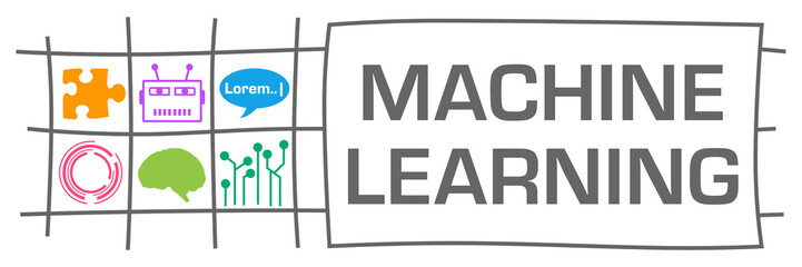 Machine Learning Grey Lines Page Grid AI Colorful Symbols 