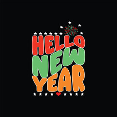 Hello New Year illustrations with patches for t-shirts and other uses