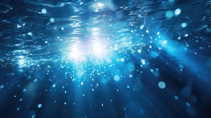 Naklejka premium Underwater Sunlight Rays and Bubbles