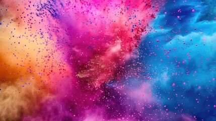 Colorful powder explosion with vibrant pink and blue hues.