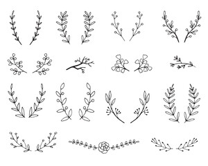 Hand drawn vintage floral elements
