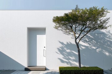 white modern entrance door minimalist style. Generative Ai