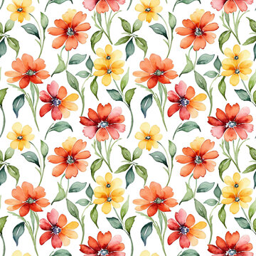 Seamless abstract watercolor natural floral pattern
