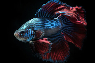 Fototapeta premium Vivacious, portrait, Betta Fish сreated with Generative Ai