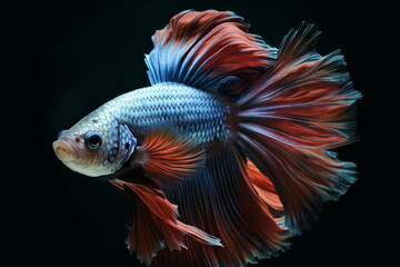Fototapeta premium Vivacious, portrait, Betta Fish сreated with Generative Ai