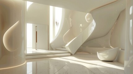 white modern entrance door minimalist style. Generative Ai