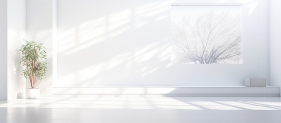 A close-up view of a plant potted in a vase placed in a bright white room