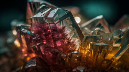 a crystal or mineral, with geometric patterns and colors that seem to hold hidden meanings and secrets сreated with Generative Ai