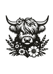Highland Cow SVG, Highland Cow Clipart, Highland Cow Cricut, Highland Cow Clipart, Highland Cow Flower SVG, Cut file for Cricut, Highland Cow Design, Highland Cow Print