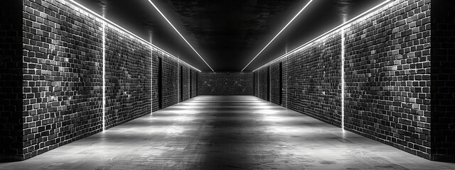 3D neon background studio futuristic corridor modern interior 3D Background tunnel light 